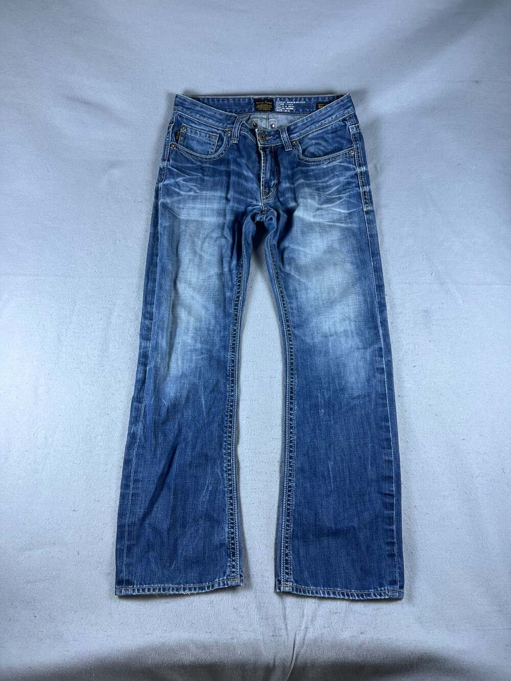 Salvage Supply Buckle Jeans Mens 31 Blue Bootleg Mayhem Medium Wash Denim Grunge
